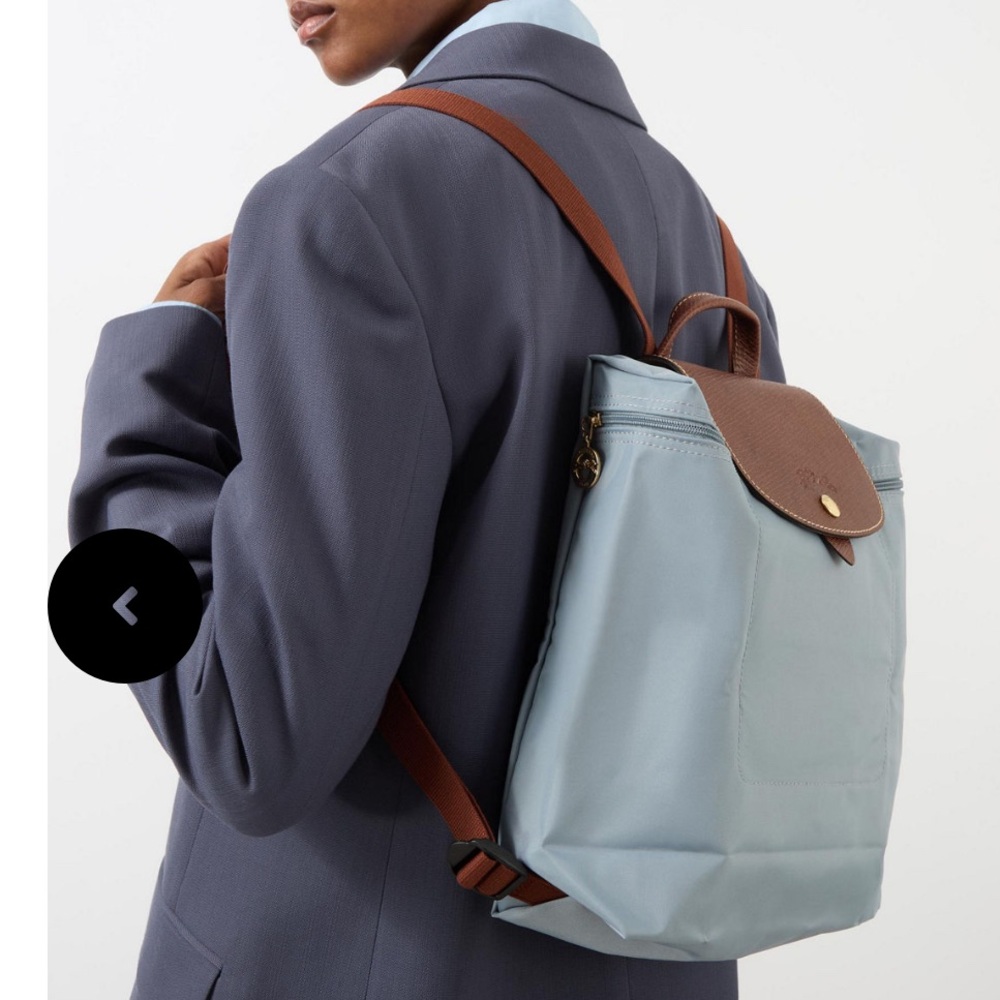 NWT Longchamp Made in France Le Pliage backpack Thistle (blue)